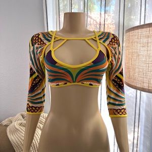 B FYNE Geometric Swim Top Size M Medium Bikini Colorful